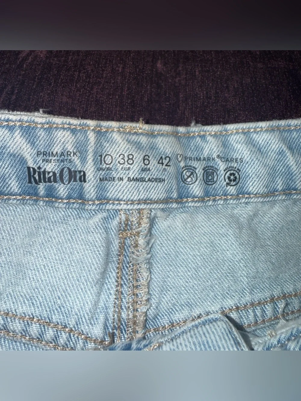 Rita Ora for Primark Light Blue Distressed Long Shorts Size 10